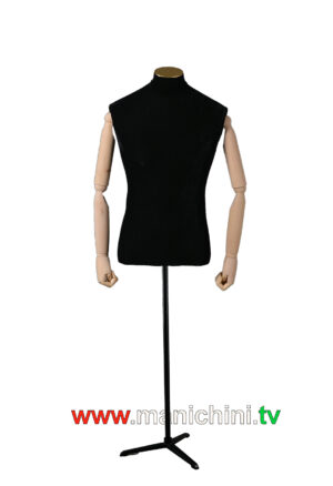 busti rivestiti velluto busto uomo sartoriale nero braccia in legno